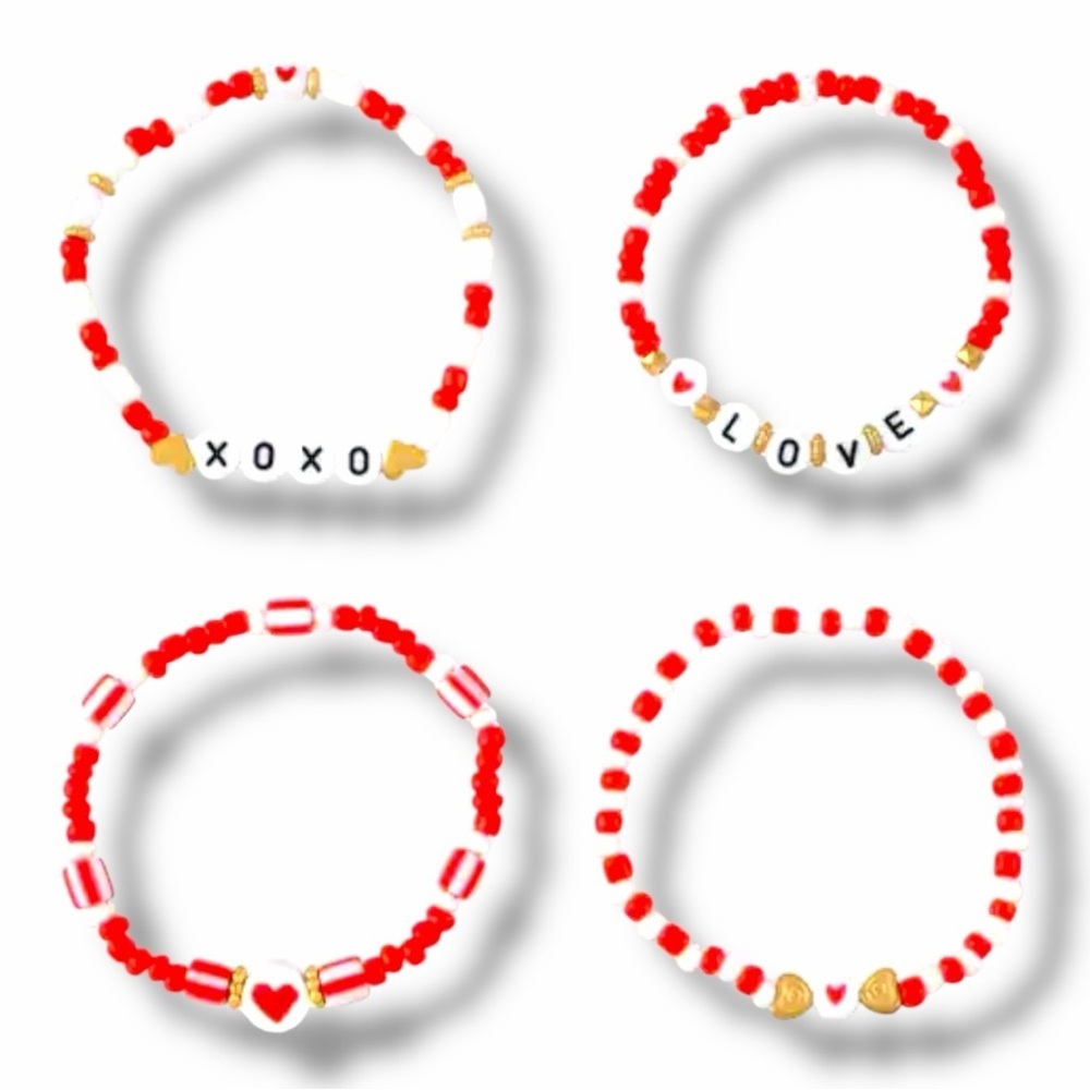 LOVE XOXO & KISSES Beaded Stretch Bracelet Set – NWT - Picture 3 of 4